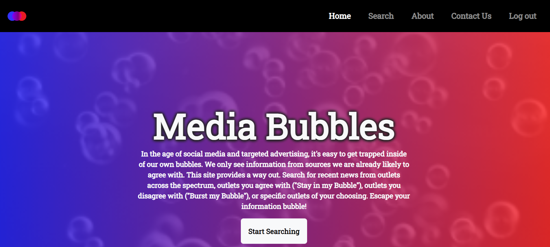 Media Bubbles home screen
